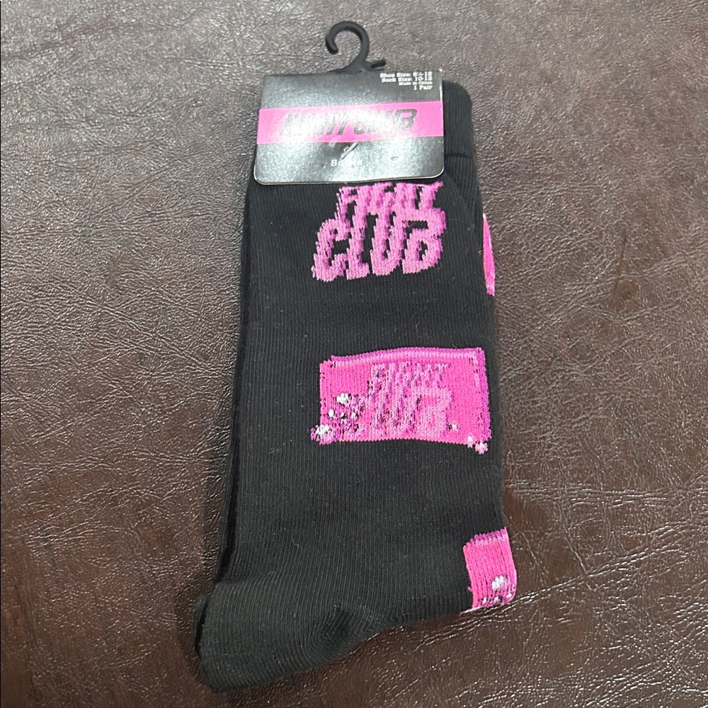 Pink Accent Black Men's Crew Socks - Club Design